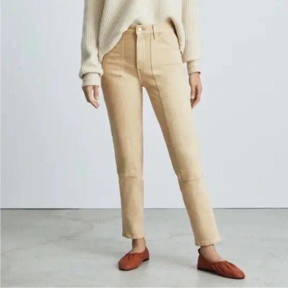 Everlane Denim - Everlane The Utility Cheeky High Rise Straight Leg Cotton Jean Desert Clay 30